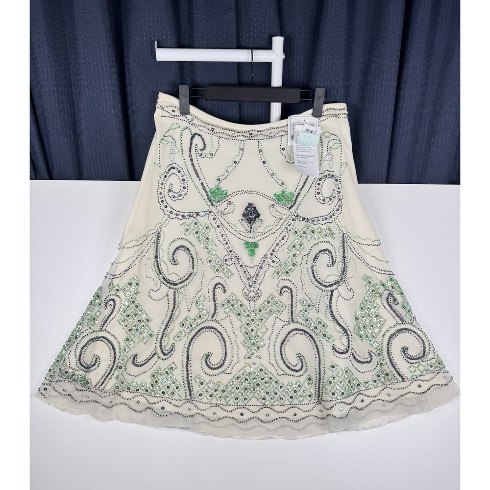 NEW - Vintage BASIL & MAUDE Skirt Beaded - Off White Color - Women's 12 - Read